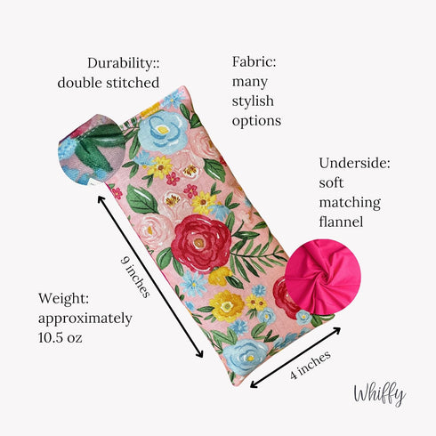 Pack Microwave Heating Pad and Ice with Flax Seed, Eye Pillow, Your Choice of Herbs (Pink Floral, Peppermint)
