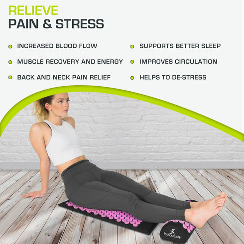 ProsourceFit Acupressure Mat and Pillow Set - Back/Neck Pain Relief and Muscle Relaxation