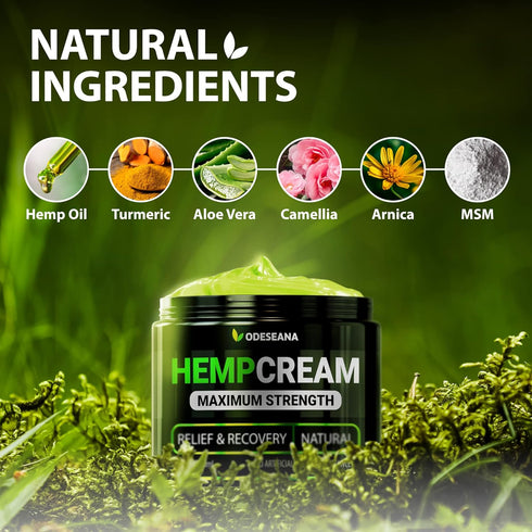 (2 Pack) Hemp Cream for Joint, Back, Knees, Neck, Elbows - Made in The USA - High Strength Hemp Oil Extract with Msm, Arnica, Turmeric, 4 oz Total