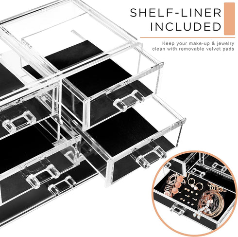 Sorbus Clear Makeup Organizer Display - Stylish Storage Case for Cosmetics, Jewelry & Hair Accessories
