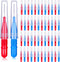 Patelai 50 Pieces Braces Brush, Interdental Brush Toothpick Dental Flossing Head for Oral Hygiene, Red, Blue