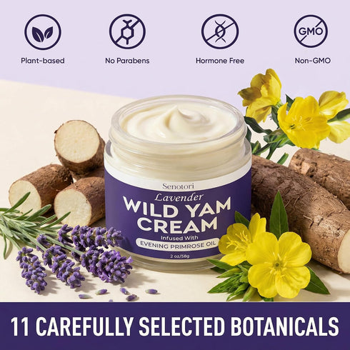 Lavender Wild Yam Cream for Women Hormone Balance, Evening Primrose infused for Menopause Support, Moisturizing Self