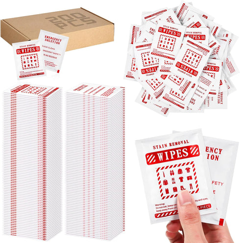200 Pcs Stain Remover Wipes, Individual Wrapped Mini Wipes for Clothes Fabric Laundry Stain Carpet Messy Eater