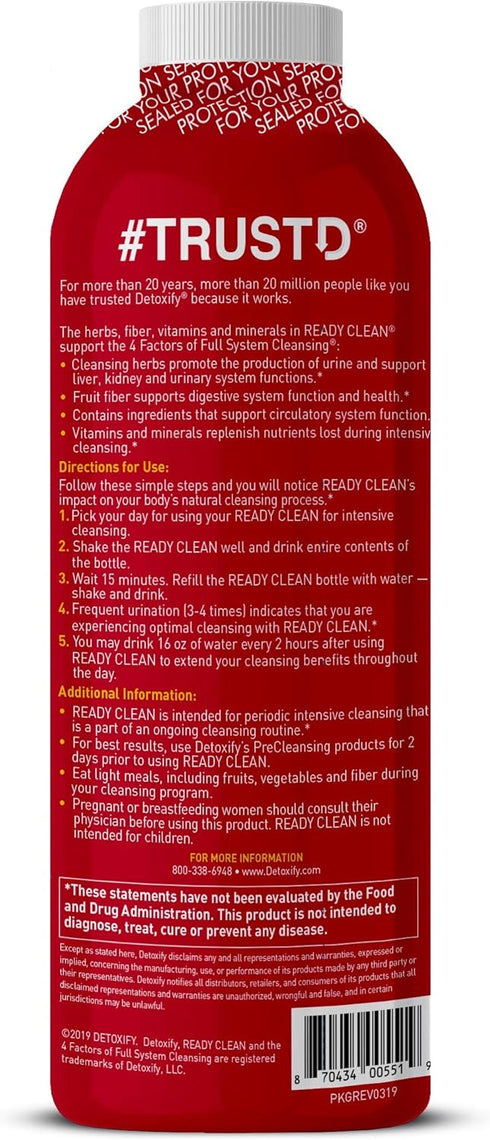 Detoxify Ready Clean Herbal Cleanse, Tropical, 16 oz, Herbal Detox Drink with Milk Thistle & Burdock