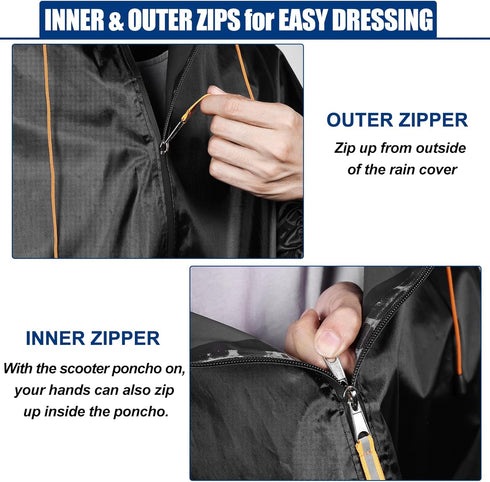Mobility Scooter Rain Cover, Waterproof 420D Oxford & EVA Fabric Poncho for Electric Vehicle, Outdoor Wheelchair Suit