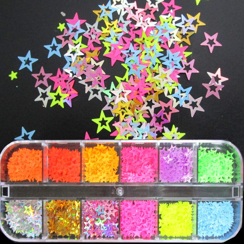 LoveOurHome Nail Glitters Sequins Set, Mixed Shaped Holographic Glitter Flakes for Makeup Crafts and Nail Decorations