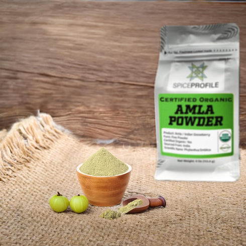 Spice Profile USDA Organic Amla Powder (Amalaki), Indian Gooseberry Fine Powder, Resealable 4oz Pouch, Nutrient-Dense