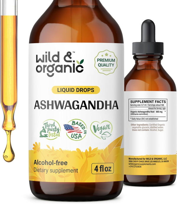 Ashwagandha Drops - Organic Ashwagandha Root Mood Support Supplement - Liquid Ashwagandha for Calm Mind - 4 fl oz