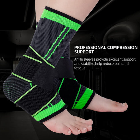 Ankle Support Brace, Breathable Compression Sleeve with Adjustable Wrap for Plantar Fasciitis, Achilles Pain