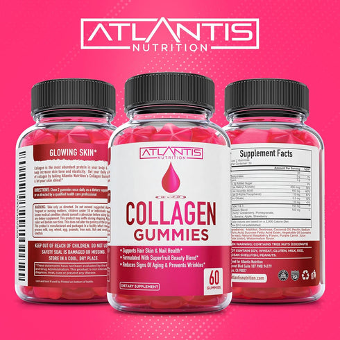 Collagen Gummies for Women, Multi Collagen Supplement with Types 1 & 3, 60 Gummies for Hair, Nails, and Skin