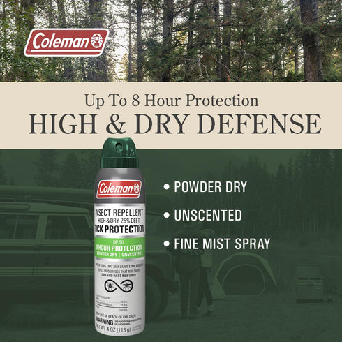 Coleman Tick Repellent Spray - 25% DEET Insect Repellent Spray offers strong protection against ticks and mosquitoes, ideal for camping, hiking and outdoor activities, 4oz