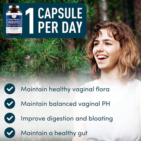 Vaginal Probiotics for Women - 19 Billion CFU Lactobacillus Salivarius for PH Balance & Digestive Health - 30 Capsules