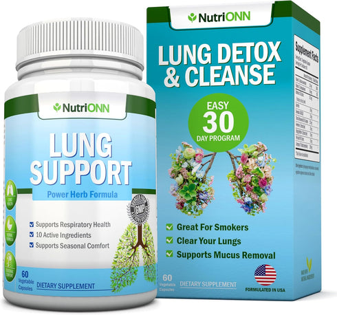 Lung Detox and Cleanse, Extra Strength Herbal Lung Health Supplements for Smokers, Promotes Respiratory Health