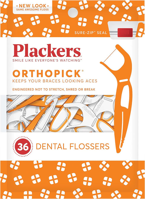 Plackers Orthopick Flosser for Braces, 24 Count, (Pack of 2)