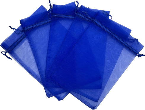 100PCS Sheer Organza Bag 5''X7'', Royal Blue Drawstring Jewelry Gift Bags for Baby Shower Wedding Party Favor