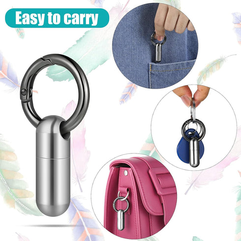 2 Pieces Waterproof Tiny Keychain Pill Holder, Portable Mini Titanium Alloy Pill Box Case for Travel Purse Pocket