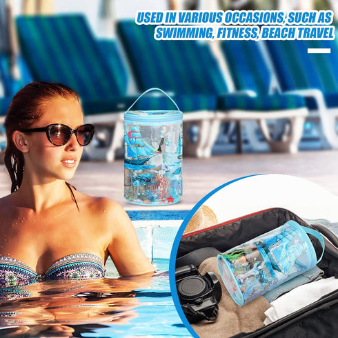 Sanwuta Clear Lotion Toiletry Bag | Travel Makeup Case Waterproof PVC Cosmetic Bag with Handle Zipper, Portable