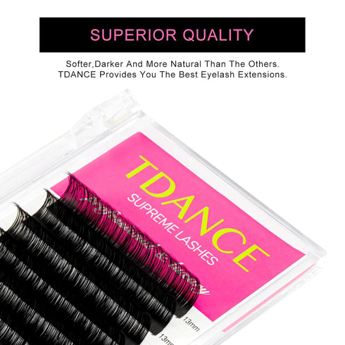 TDANCE Premium C Curl 0.07mm Thickness Semi Permanent Individual Eyelash Extensions, Mixed 14-19mm Length in One Tray