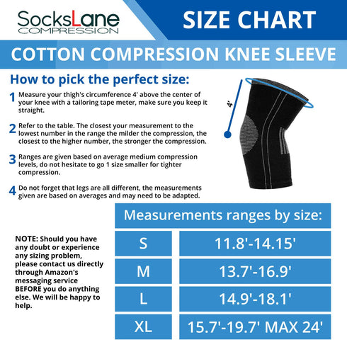 Cotton Compression Knee Sleeves - 2 Support Braces for Joint Pain Relief, Arthritis, Meniscus Tear, Circulation,