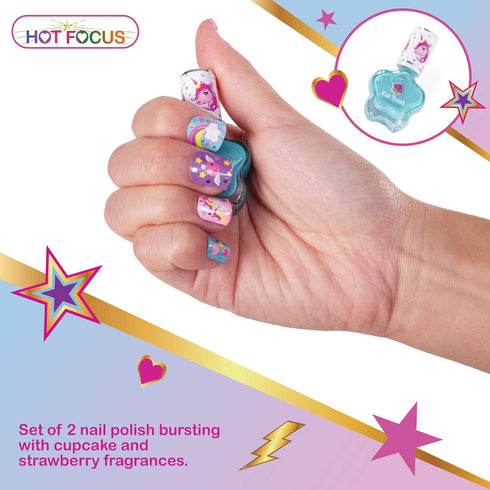Hot Focus Scented Nail Boutique – 168 Piece Unicorn Nail Art Kit, Includes Press on Nails, Nail Patches, Nail Stickers,