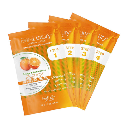 Morgan Taylor BareLuxury 4-Step Complete Pedicure & Manicure Packs, Hand and Foot Spa Kit in 4 Packs, Pedicure and Manicure Kit, Self Care