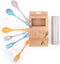 Knork Eco Astrik Reusable Compostable Plant-Based Utensil Set - 8 Piece with Carry Case in Orange Blue White Gray