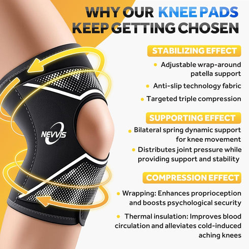 NEVVIS Knee Brace, Patellar stabilizing Knee Brace for Running Knee Support Meniscal Tear Knee Pain, ACL, MCL
