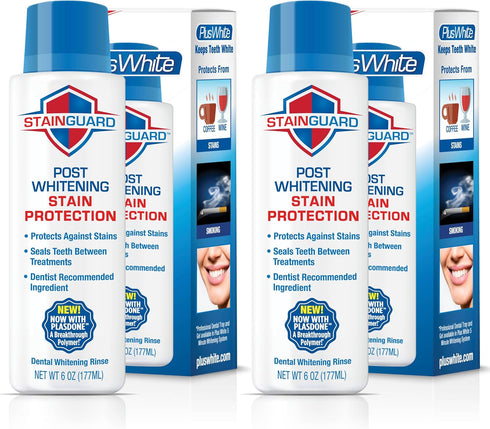 Plus White Post Whitening Stain Rinse, Dentist Recommended, Protects Against Smoking, Wine, & Coffee, 6 oz (Pack of 2)