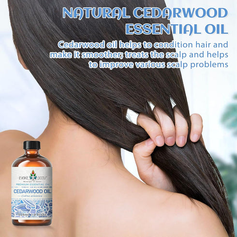EVOKE OCCU Cedarwood Essential Oil 4 Oz, Pure Cedarwood Oil for Home Diffuser Skin Massage Candle Soap Making- 4 FL Oz
