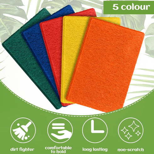 Hoolerry 100 Pcs Heavy Duty Scouring Pads: Non Scratch Household Scrub Pads for Reusable Pan Cleaning