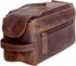 KomalC Premium Buffalo Leather Unisex Toiletry Bag, Travel Dopp Kit