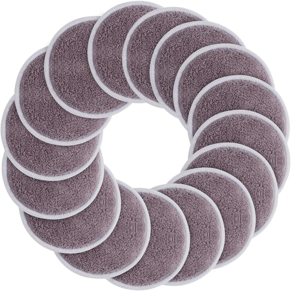 SUNLAND Reusable Makeup Remover Pads, 16 Pack Microfiber Face Cleansing Gloves, Washable with Laundry Bag (Round