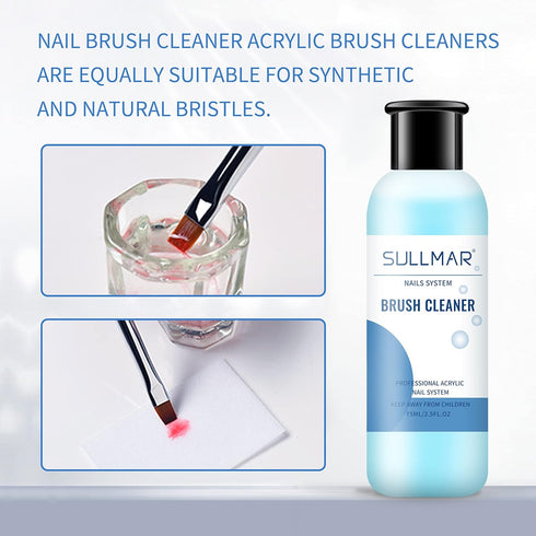 Nail Brush Cleaner for Acrylic Nail Art, Quickly Cleans Nail Brush Liner, Salon Use at Home, 75Ml/2.5FL.OZ