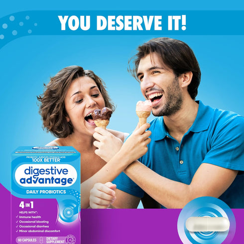 Digestive Advantage Probiotics for Digestive Health, Daily Probiotics for Women & Men, 60ct Capsules