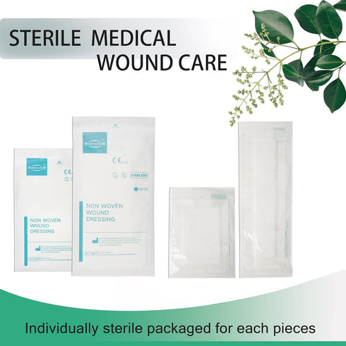 QICHUANG 4X14 Inches 25 Pack,Medical (4X14INCHES-C25) Extra Large Sterile Adhesive Island Wound Dressing Bandages - Non