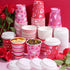 Pascliyna 100 Set 12oz, 5 Valentines Disposable Coffee Cups with Lids Pink Heart Print Disposable Paper Cups, Styles