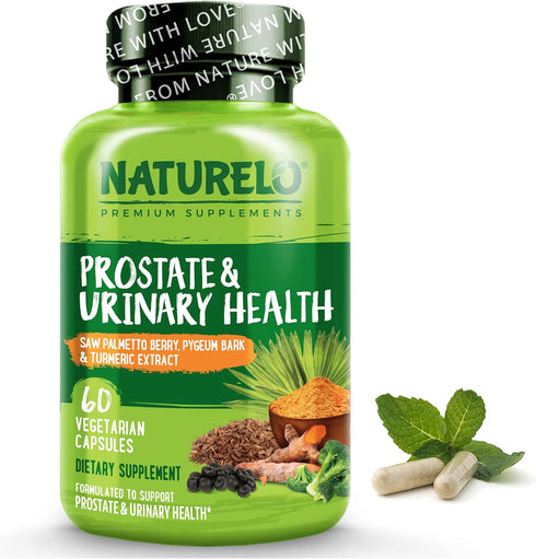 NATURELO Prostate & Urinary Health, 60 Vegetarian Capsules, Comprehensive Formula with Saw Palmetto, Pygeum, Tumeric