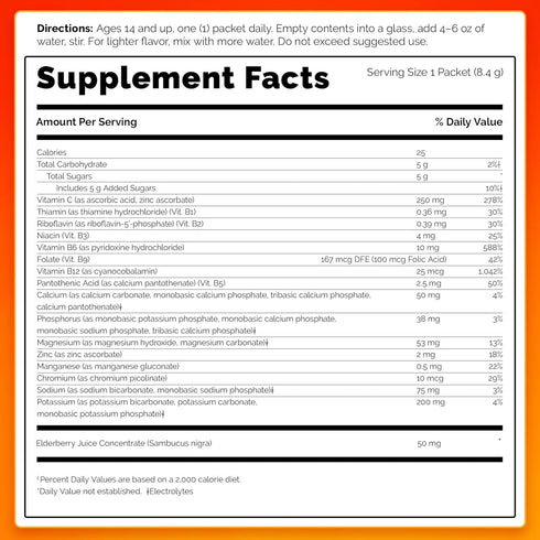 Emergen-C Elderberry Fizzy Drink Mix, 18 Count, Elderberry Immune Support, Natural Flavors, High Potency Vitamin C