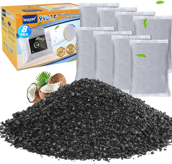 KEEPOW 8 Pack Activated Charcoal Odor Absorber for iTouchless 8 Gallon & Larger Trash Can Deodorizer
