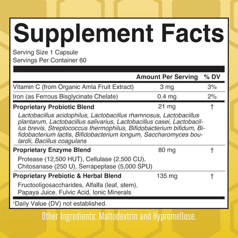 MaryRuth Organics Gut Flora Health+ Enzymes, 60 Capsules for Digestive Support & Healthy Gut Biome