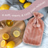 XL Hot Water Bottle with Cover - 3.5L Pink Hot Water Bag for Pain Relief, Washable Soft Faux Fur