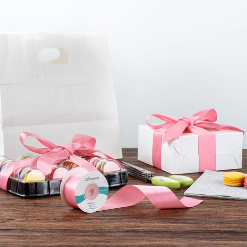 Gift Tek 10 Yards x 1.5 Inch Satin Ribbon, Single Faced Fabric Ribbon, Pink Polyester for Gift Wrapping