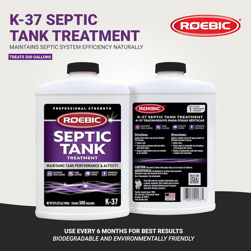 Roebic K-37-Q Septic Tank Treatment, 32 Fl Oz, Environmentally Friendly Bacteria Enzymes