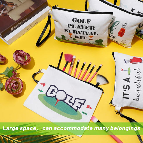 Skylety 9 Pieces Golf Gift Cosmetic Bags - Golf Makeup Pouch Organizer Case for Golfer Team Ladies