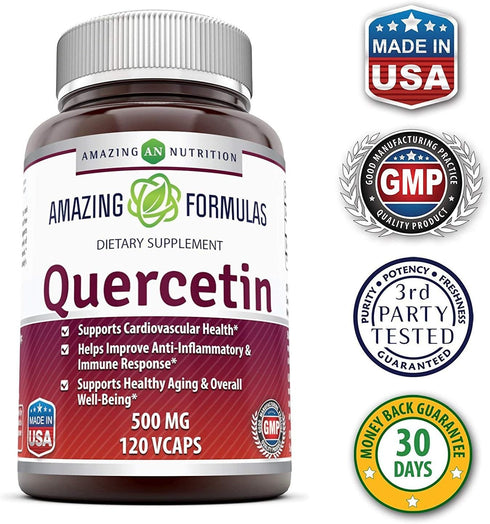 Amazing Formulas Quercetin 500 Mg - 120 VCaps Vegan Dietary Supplement, Non-GMO, Gluten Free for Optimal Health