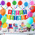 Happy Birthday Decorations Kit - Banner, Plastic Backdrop, Circle Confetti Garland, Streamers & Balloons