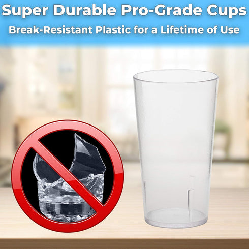 Restaurant Grade, BPA-Free 12oz Clear Plastic Cups 6pk, Durable Break Resistant Drinking Glasses for Cafe, Party