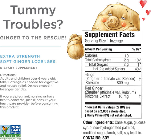 Lozenges 800mg Upset 30 Count (Pack 1) The Ginger People Ginger Rescue Digestive Wellness (Soft) | Extra Strength - |