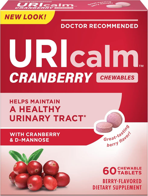 Uricalm Cranberry, Daily Dietary Supplement Chewable with D-Mannose, 60 Count