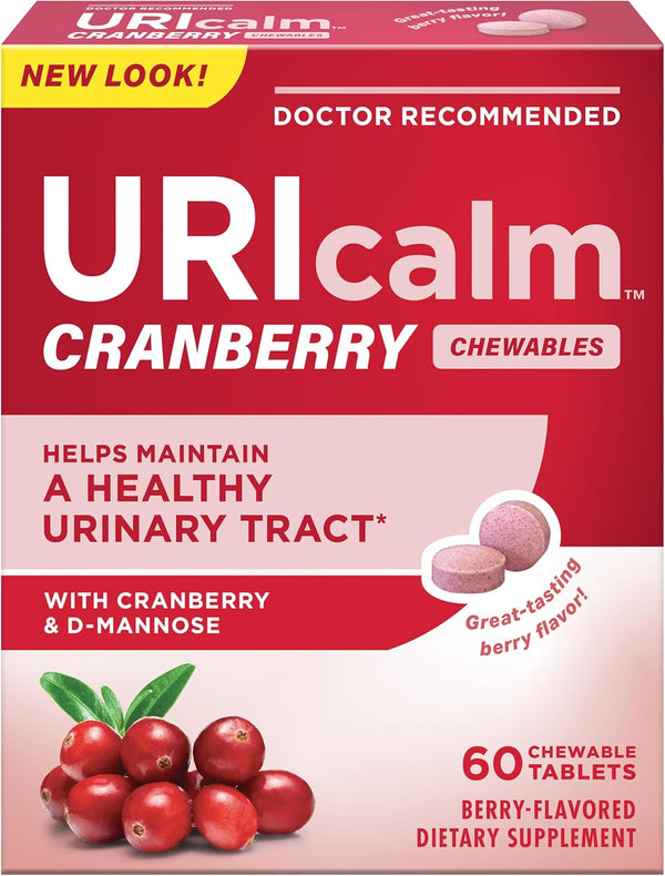 Uricalm Cranberry, Daily Dietary Supplement Chewable with D-Mannose, 60 Count